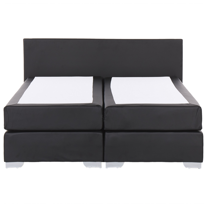 Letto Boxspring in Tessuto Nero con Materasso a Molle 180 x 200 cm