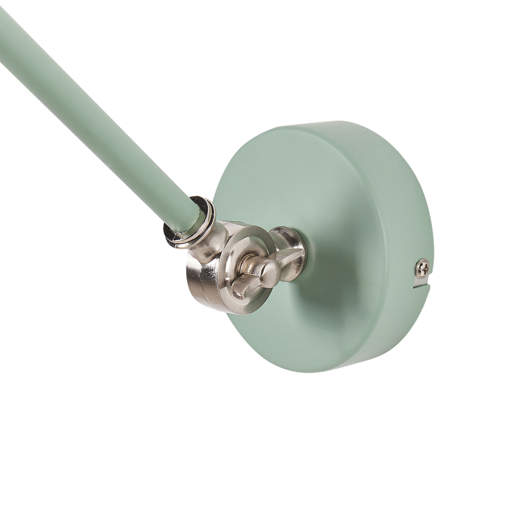 Lampada da parete moderna verde chiaro da lettura a braccio lungo in metallo bianco dal design moderno