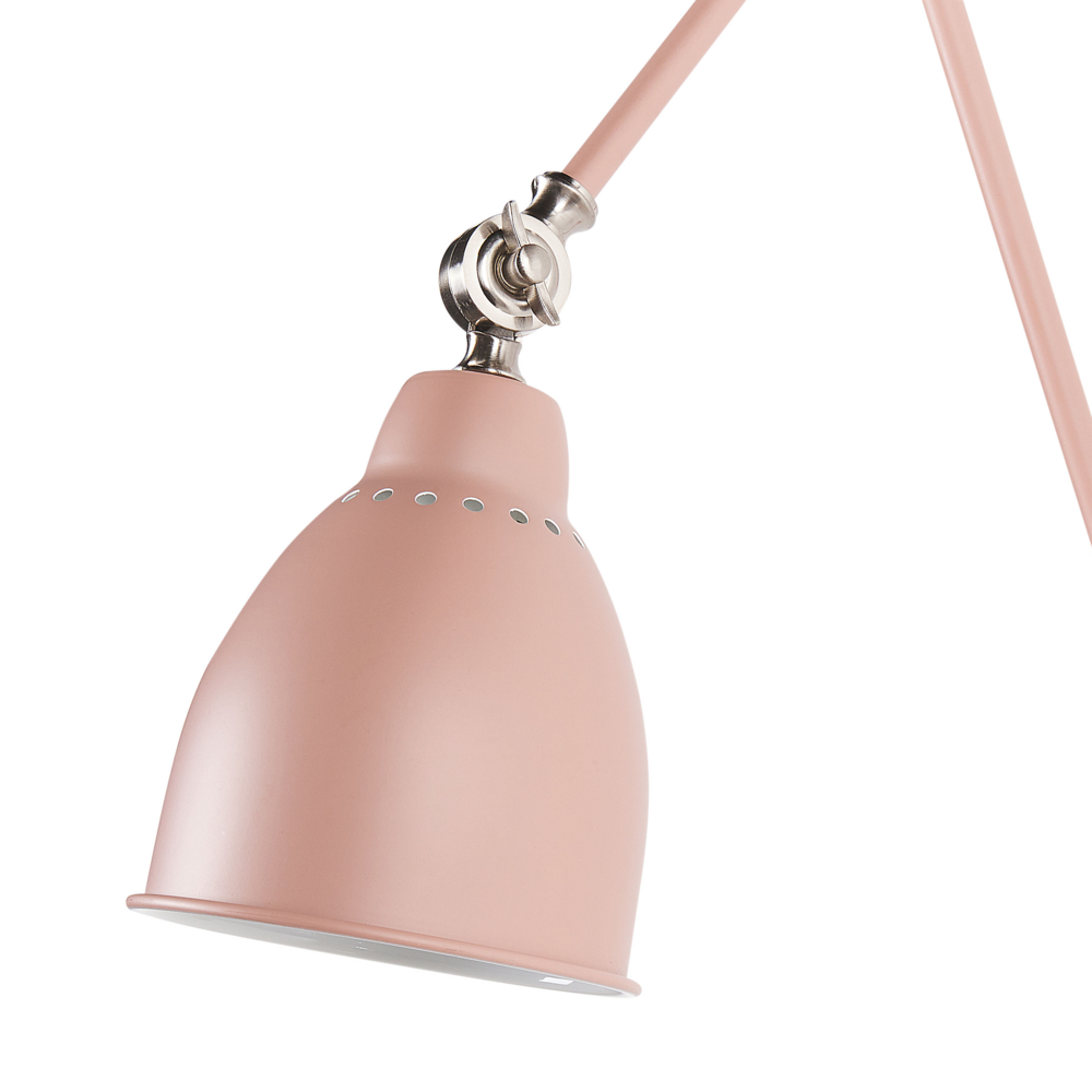 Lampada da parete moderna rosa pastello da lettura a braccio lungo in metallo bianco dal design moderno