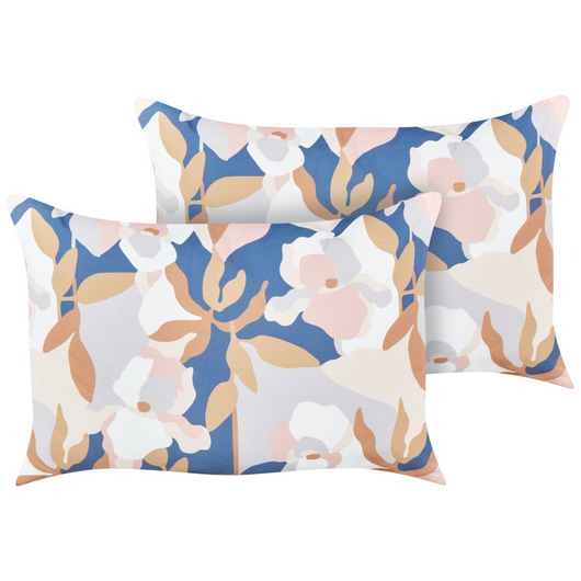 Set di 2 cuscini da giardino in tessuto di poliestere con motivo floreale multicolore 40 x 60 cm fodere resistenti all'acqua