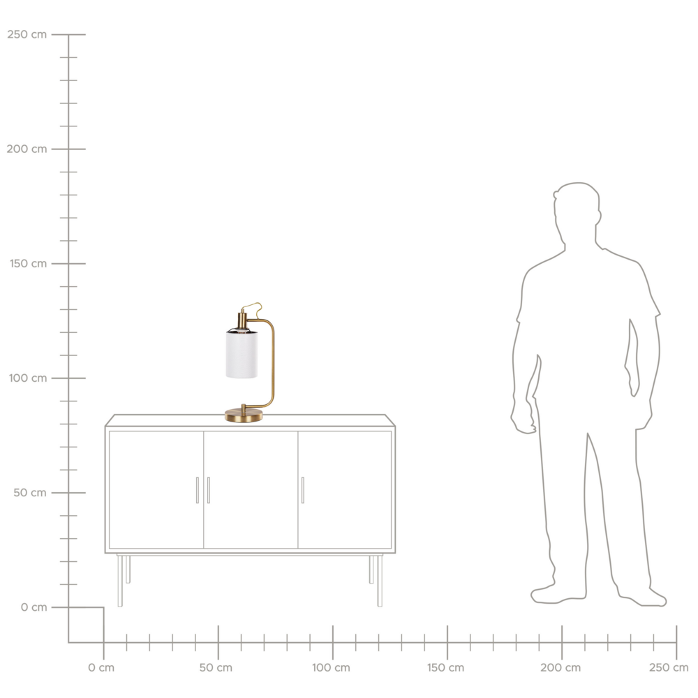 Lampada da tavolo moderna bianca con paralume in lino e base in metallo ramato look contemporaneo industriale