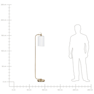 Lampada da terra moderna in metallo ramato e  paralume in lino bianco stile moderno glamour elegante