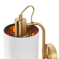 Lampada da parete moderna in metallo e paralume in lino bianco stile contemporaneo elegante