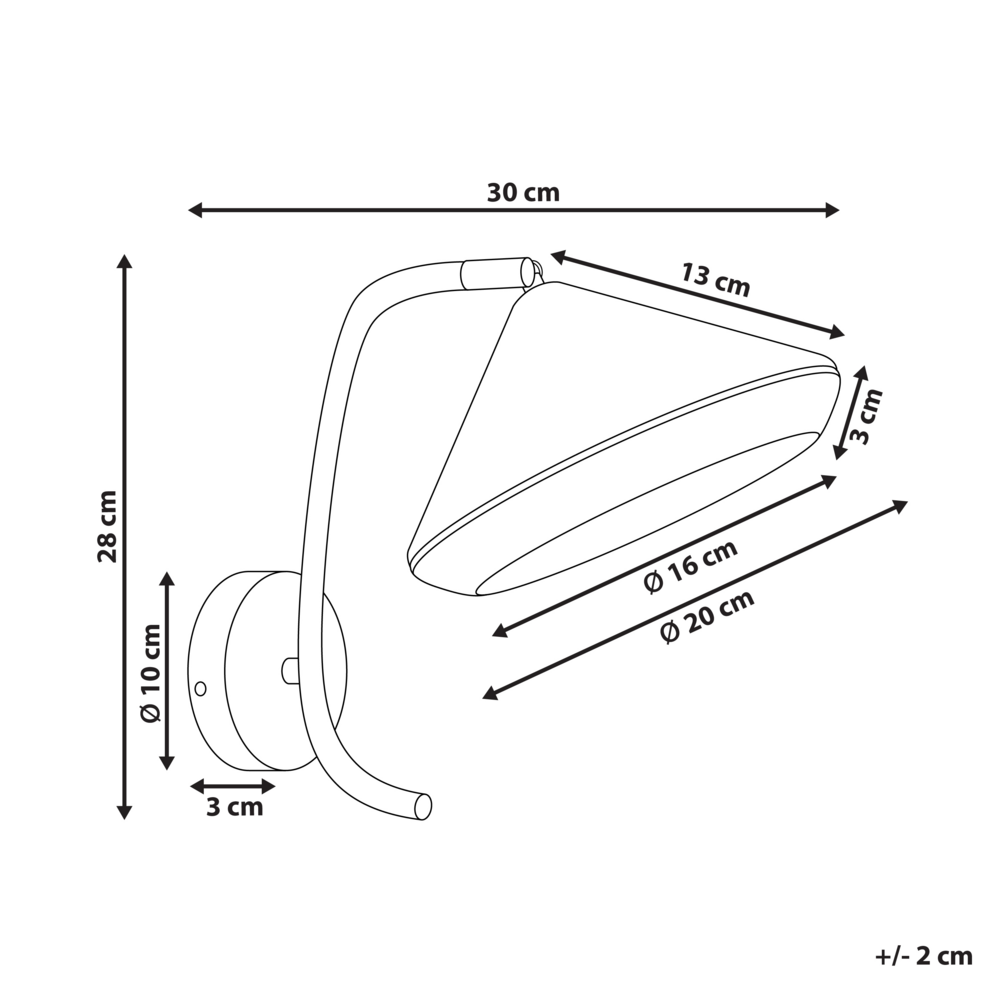 Lampada da parete in metallo ramato con paralume a cono nero stile industriale moderno glamour