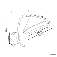 Lampada da parete in metallo ramato con paralume a cono nero stile industriale moderno glamour