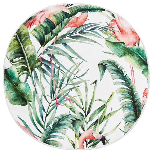 Set di 2 cuscini da giardino rotondi in tessuto di poliestere nero motivo uccelli ⌀ 40 cm resistente all'acqua