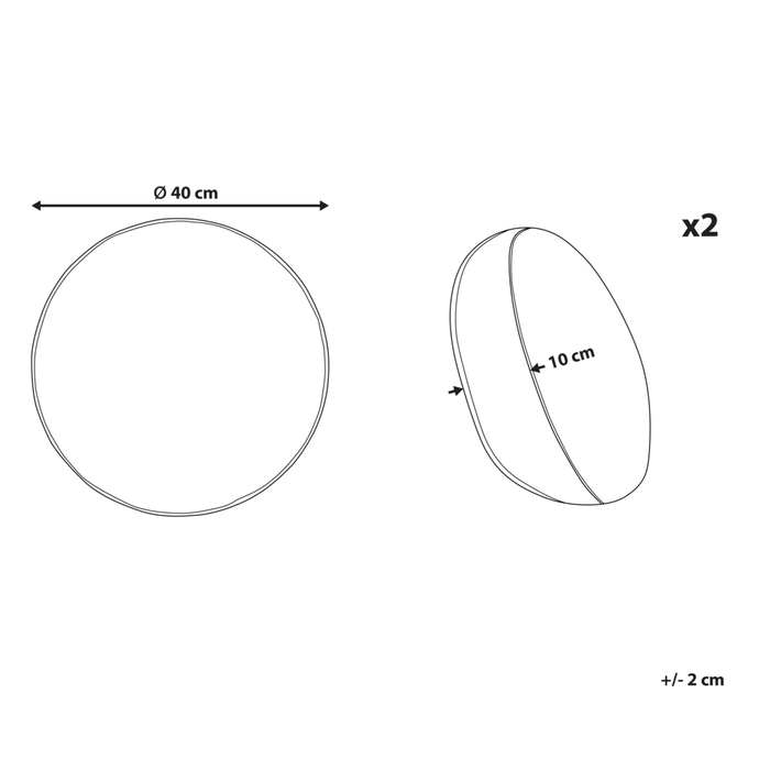 Set di 2 cuscini da giardino rotondi in tessuto di poliestere nero motivo uccelli ⌀ 40 cm resistente all'acqua