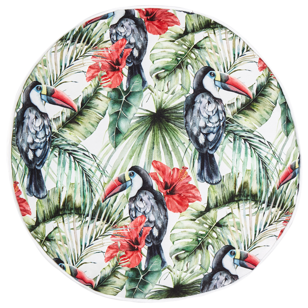 Set di 2 cuscini da esterno in poliestere multicolore ⌀ 40 cm Cuscino rotondo con stampa floreale e tucano da giardino Patio