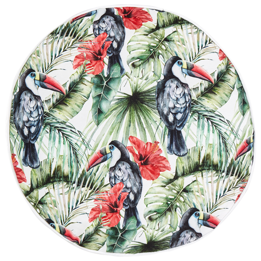 Set di 2 cuscini da esterno in poliestere multicolore ⌀ 40 cm Cuscino rotondo con stampa floreale e tucano da giardino Patio