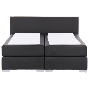 Letto Boxspring in Ecopelle Nera con Materasso a Molle 180 x 200 cm