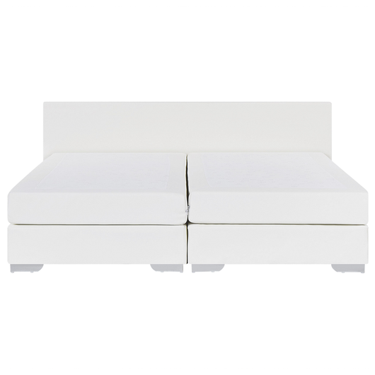 Letto continentale 180 x 200 cm in ecopelle bianca con materasso a molle insacchettate
