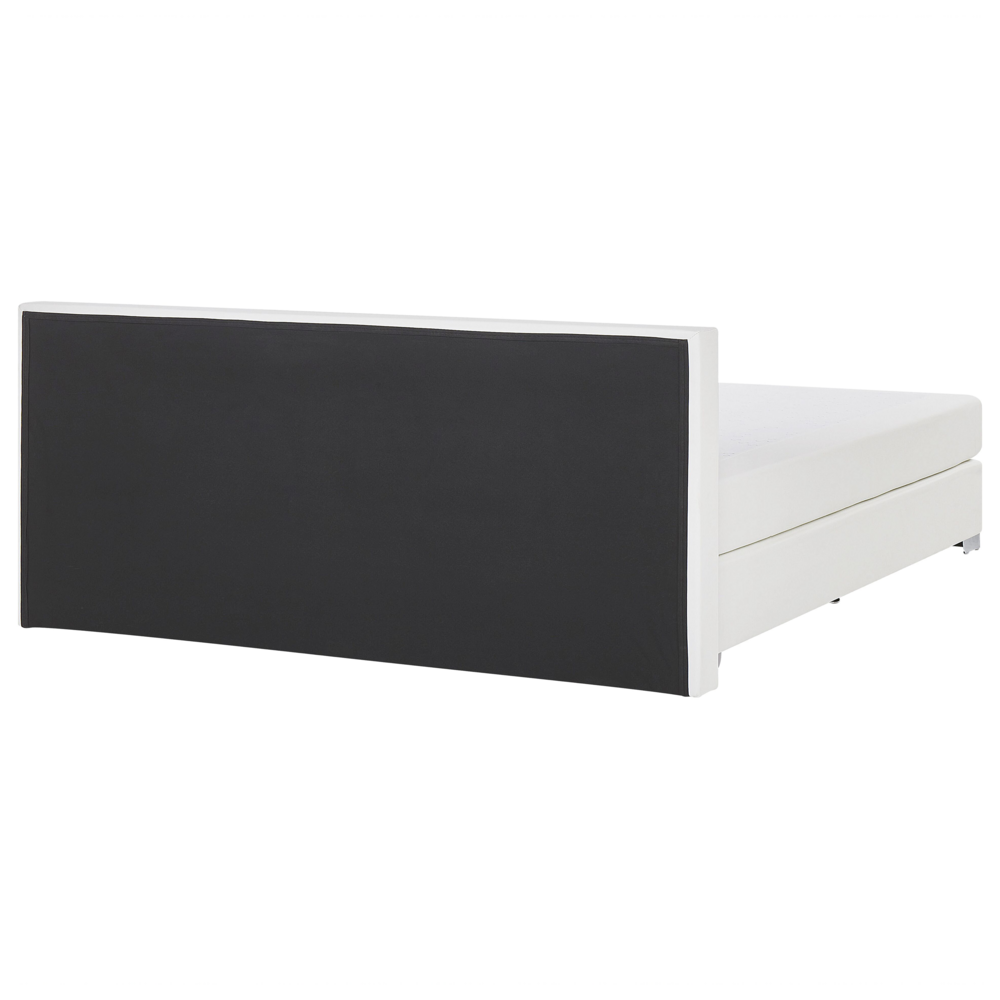 Letto continentale 180 x 200 cm in ecopelle bianca con materasso a molle insacchettate