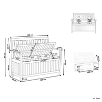 Panca da Esterno con Contenitore in Legno Massello di Acacia 2 Posti 120 cm Colore Scuro e cuscino rosso
