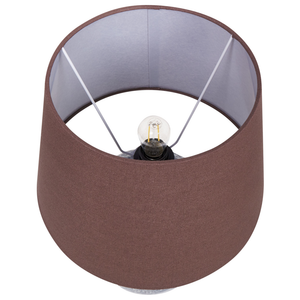 Lampada da tavolo classica con paralume in tessuto di lino marrone base in porcellana bianco e blu 46 elegante retrò classico camera da letto soggiorno