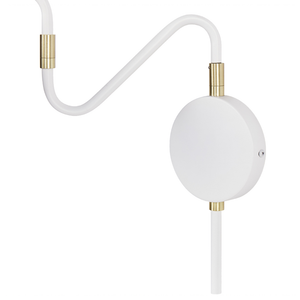 Lampada da parete con paralume in metallo bianco regolabile a braccio lungo camera da letto soggiorno