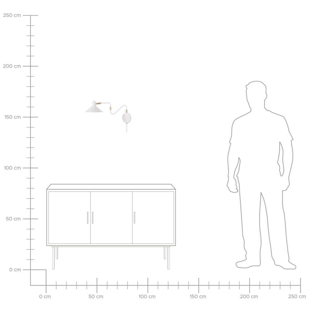 Lampada da parete con paralume in metallo bianco regolabile a braccio lungo camera da letto soggiorno
