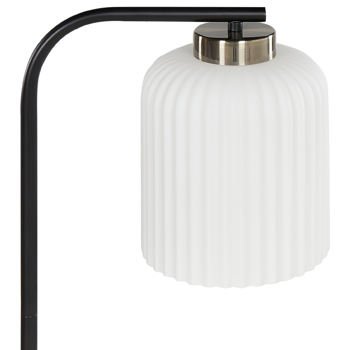 Lampada da terra in metallo con paralume in vetro bianco nero e ottone soggiorno camera da letto