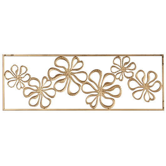 Decorazione murale moderna in ferro color oro   fatto a mano 90 x 31 cm design floreale accessorio soggiorno