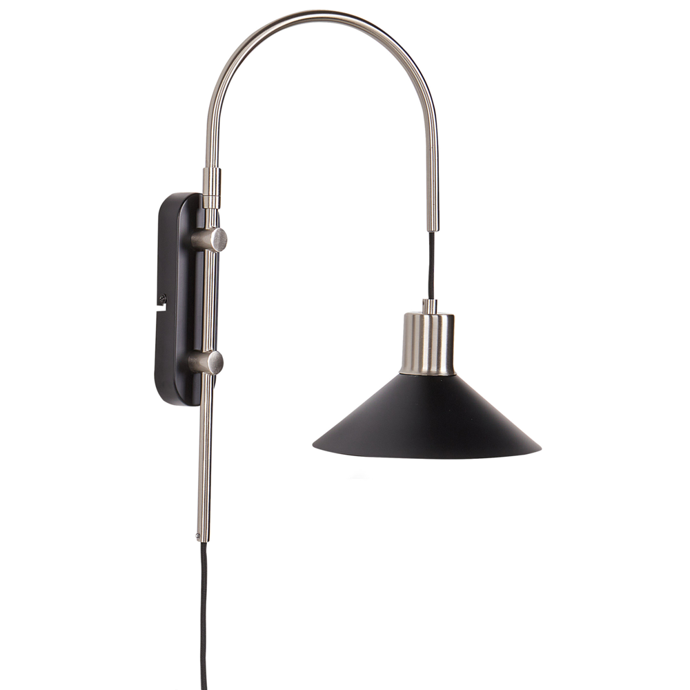 Lampada da parete moderna in metallo nero con paralume a cono e interruttore On/Off soggiorno camera da letto