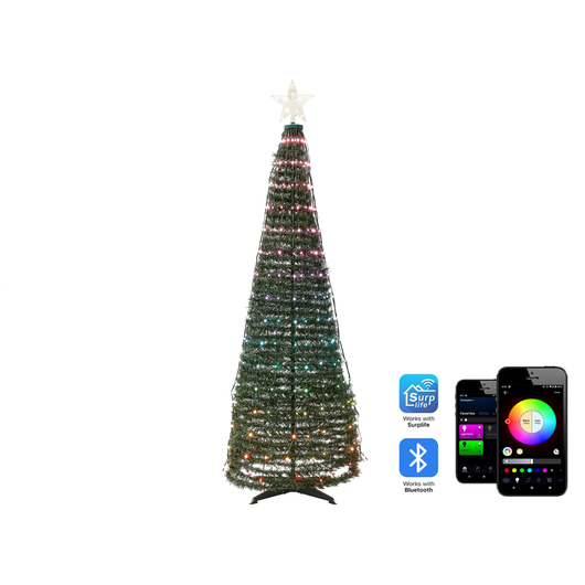 Albero di Natale a LED verde con cambio di colore controllato da app 188 cm con timer e interruttore Decorazione natalizia soggiorno