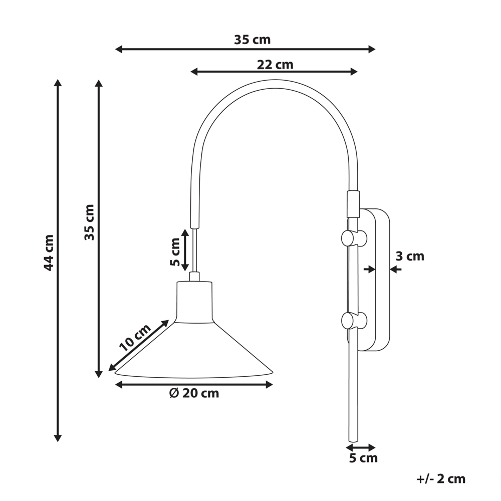 Lampada da parete moderna in metallo nero con paralume a cono e interruttore On/Off soggiorno camera da letto