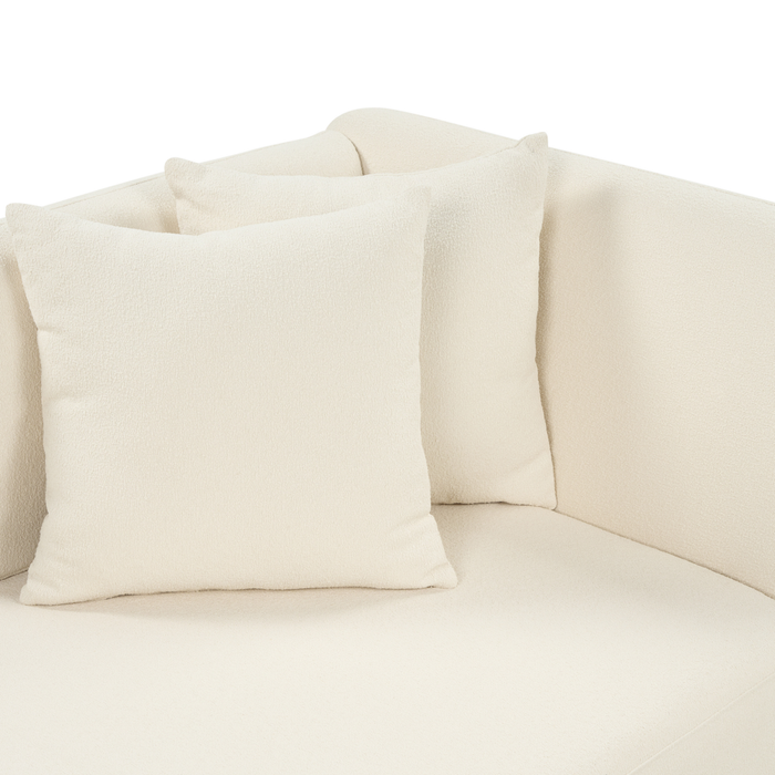 Chaise Lounge Bianco Destra in bouclè con cuscini decorativi Gambe in metallo Soggiorno di design moderno