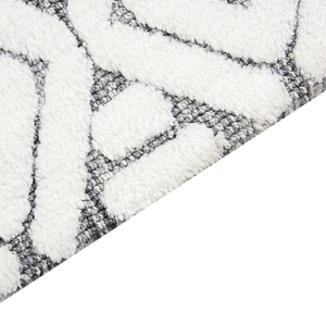 Tappeto decorativo in poliestere e cotone bianco e grigio 300 x 400 cm sala da pranzo camera da letto