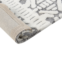 Tappeto decorativo in poliestere e cotone bianco e grigio 300 x 400 cm sala da pranzo camera da letto