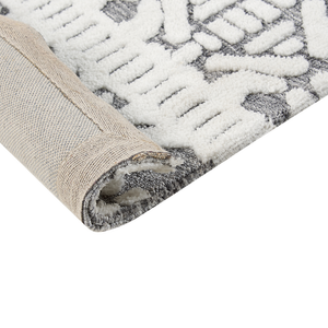 Tappeto decorativo in poliestere e cotone bianco e grigio 300 x 400 cm sala da pranzo camera da letto