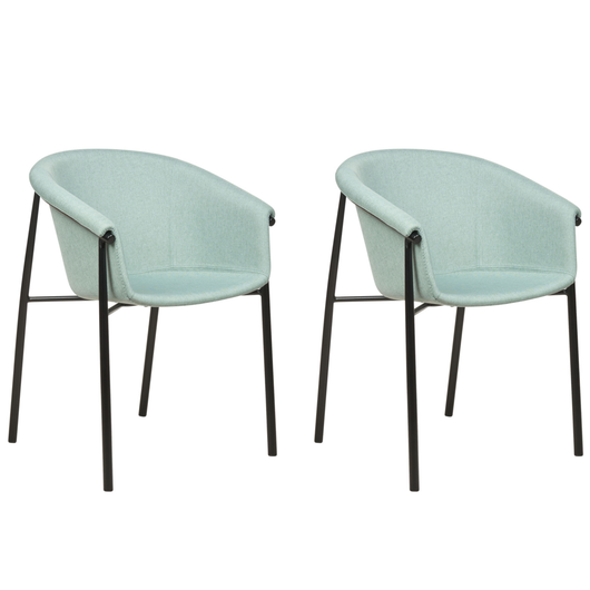 Set di 2 sedie da pranzo con imbottitura in tessuto verde menta Seduta da pranzo dal design moderno e contemporaneo