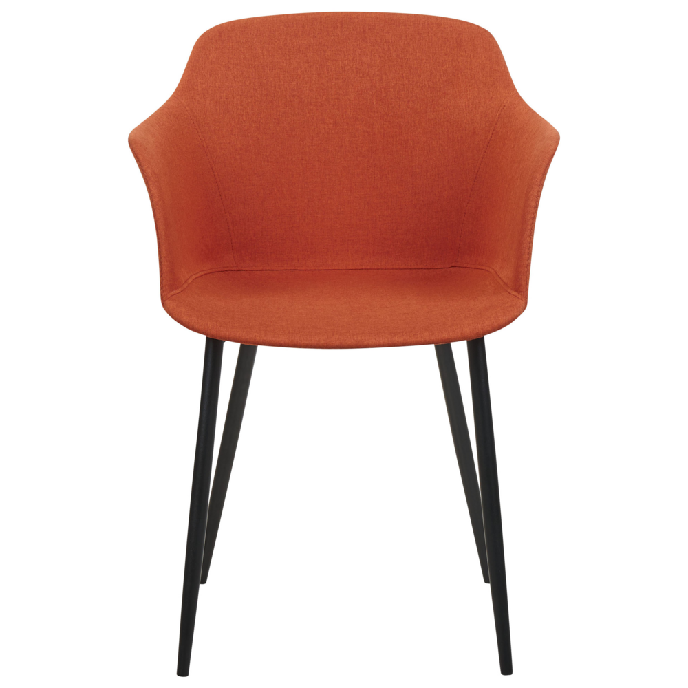 Set di 2 sedie da pranzo in tessuto arancione imbottito con gambe nere Stile retrò Mobili per il soggiorno