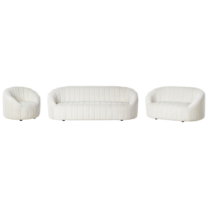 Set di divani a 6 posti in velluto bianco sporco Soggiorno contemporaneo Design retrò Seduta imbottita Schienale basso
