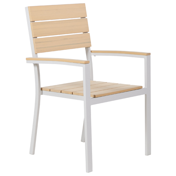 Set di 6 sedie da giardino beige e alluminio bianco resistenti agli agenti atmosferici