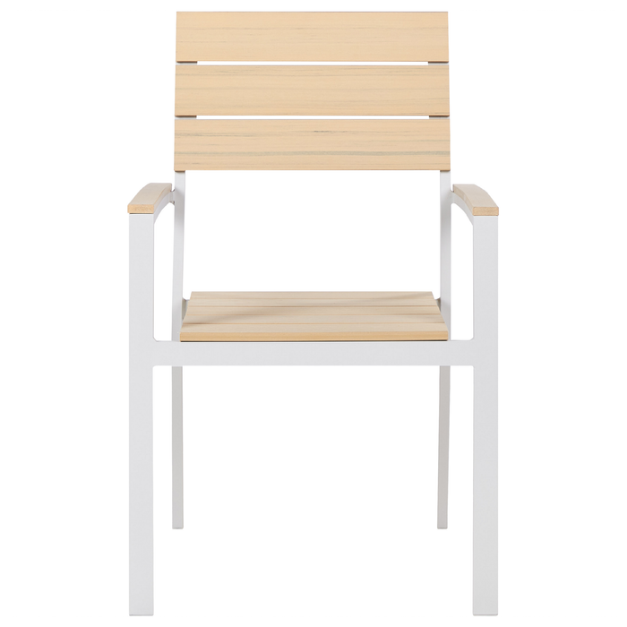 Set di 6 sedie da giardino beige e alluminio bianco resistenti agli agenti atmosferici