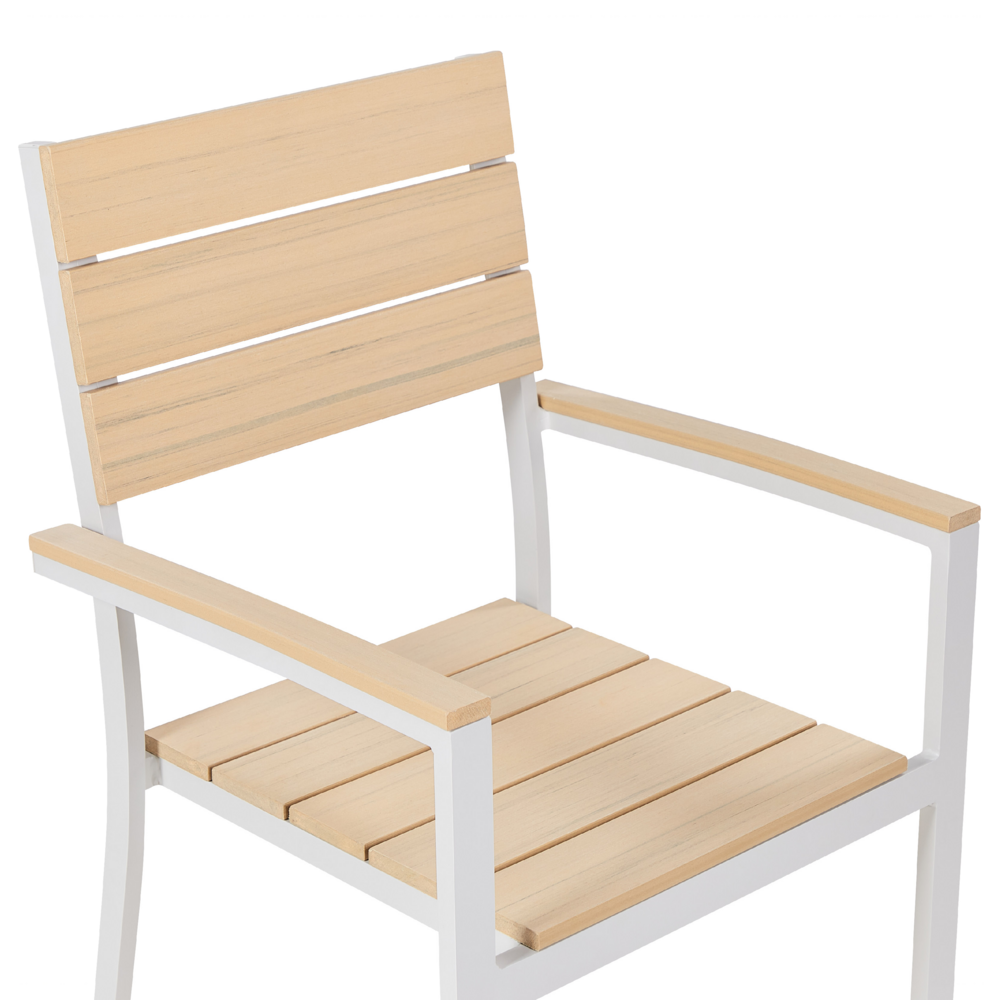 Set di 6 sedie da giardino beige e alluminio bianco resistenti agli agenti atmosferici