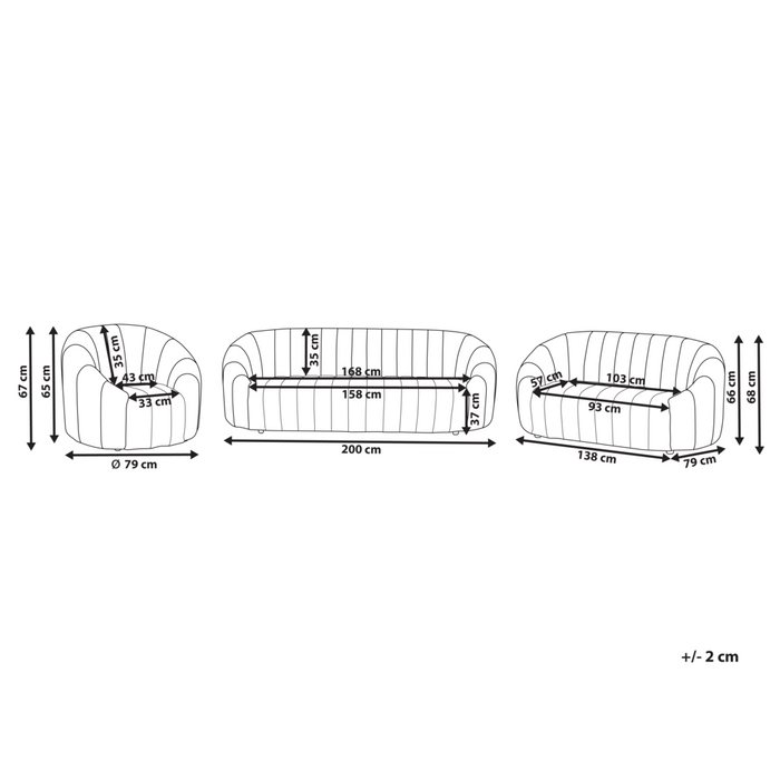 Set di divani a 6 posti in velluto bianco sporco Soggiorno contemporaneo Design retrò Seduta imbottita Schienale basso