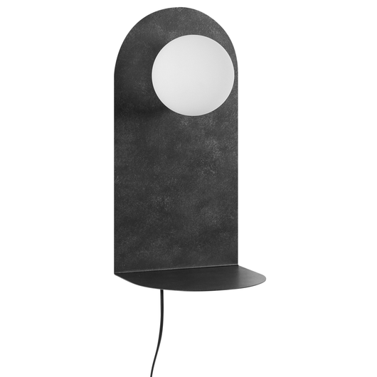 Lampada da parete in acciaio grigio grafite scuro con paralume rotondo in vetro e interruttore on/off Soggiorno moderno industriale Camera da letto