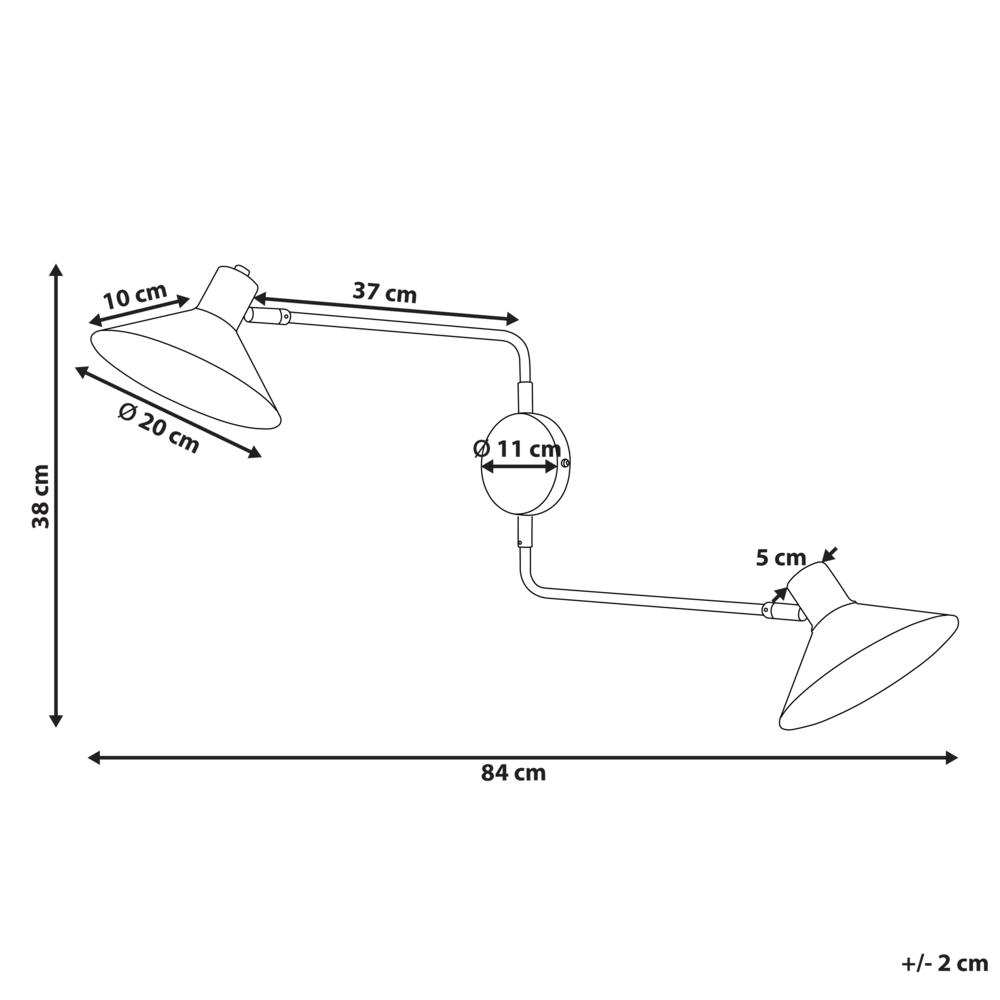 Lampada da parete in acciaio nero a 2 luci con paralumi a tamburo regolabili con elementi dorati Soggiorno moderno industriale Camera da letto