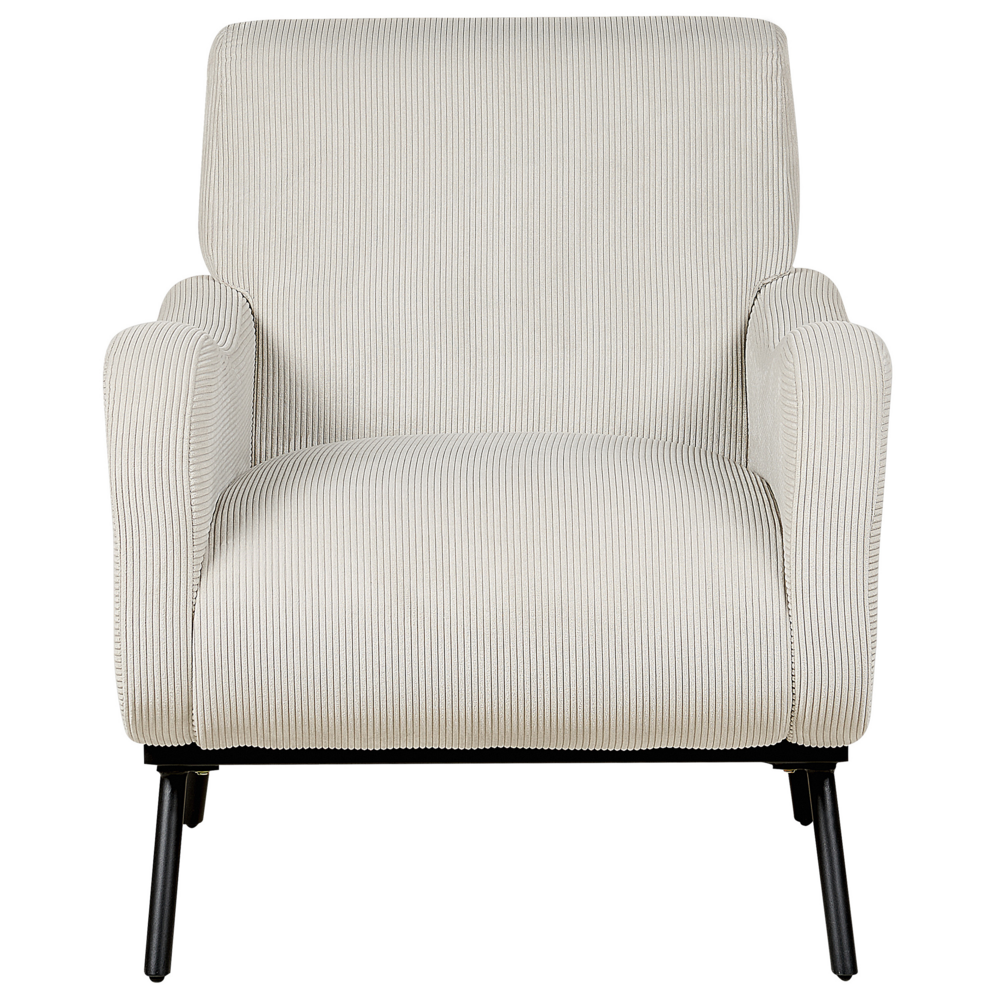 Poltrona in velluto a coste imbottita stile retrò con schienale basso grigio chiaro soggiorno camera da letto