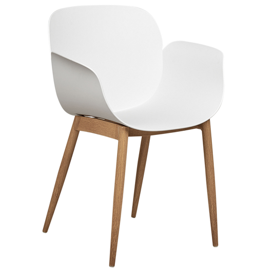 Set di 2 sedie da pranzo Sedute in plastica bianca Gambe in metallo per sala da pranzo cucina