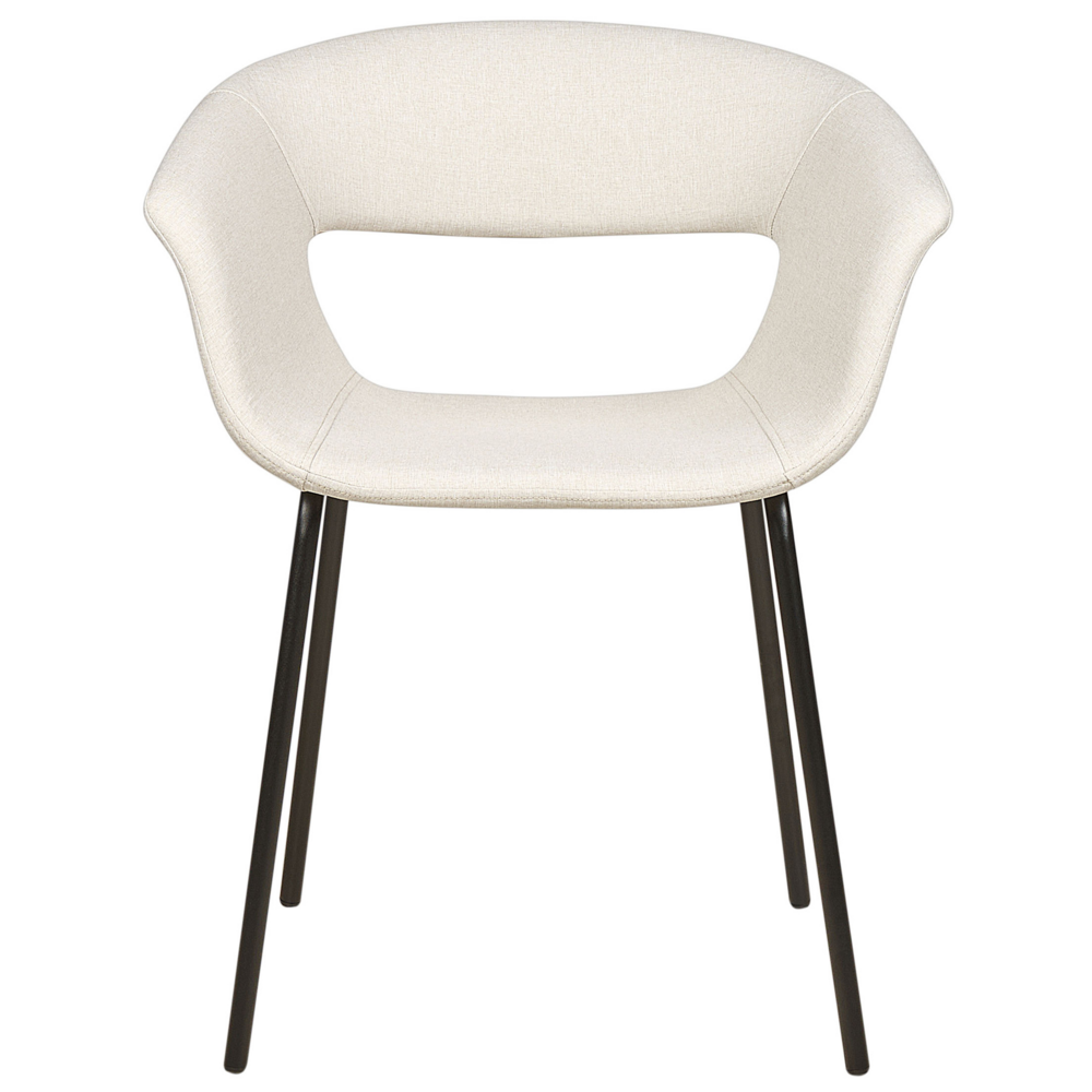 Set di 2 sedie da pranzo Sedute in poliestere beige Gambe in metallo per sala da pranzo cucina