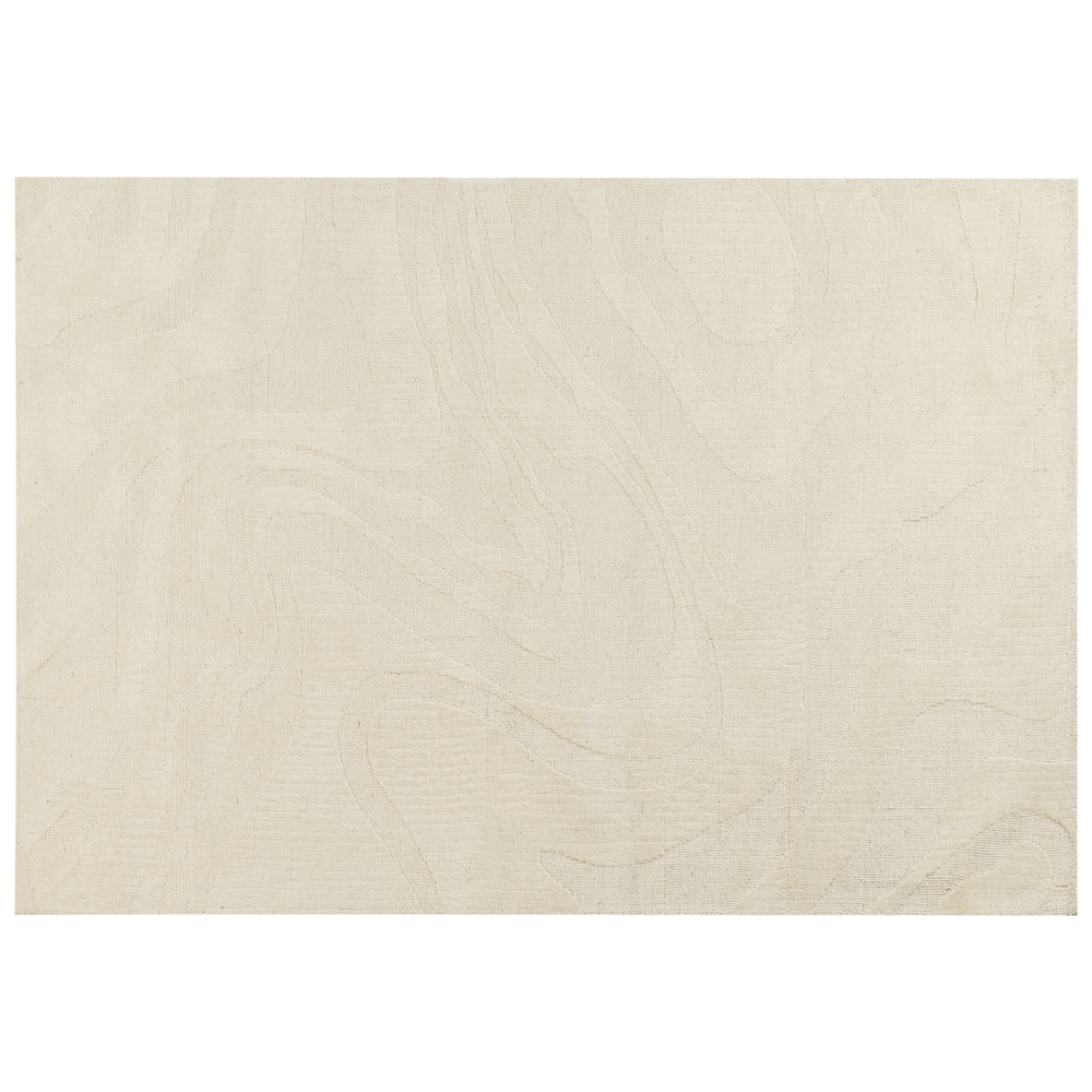 Tappeto in lana con motivi astratti a pelo basso beige 160 x 230 cm soggiorno camera da letto