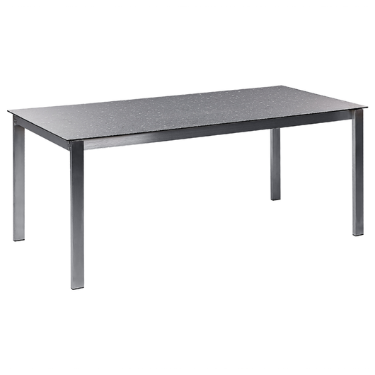 Tavolo da giardino Piano in vetro temperato nero Struttura in acciaio inox Rettangolare 180 x 90 cm 6 posti a sedere