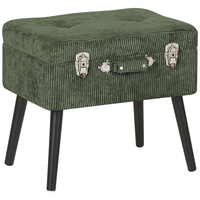 Comodino Sgabello Contenitore gambe nere imbottite in velluto a coste imbottite con design a valigia