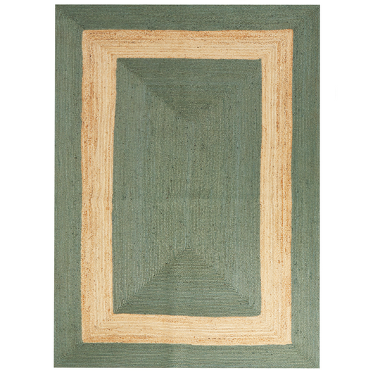 Tappeto in iuta intrecciata naturale in stile bohémien con motivo geometrico 300 x 400 cm verde soggiorno camera da letto