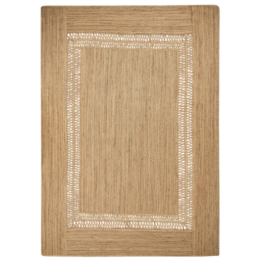 Tappeto in iuta intrecciata naturale in stile bohémien con motivo intagliato 160 x 230 cm Beige camera da letto soggiorno
