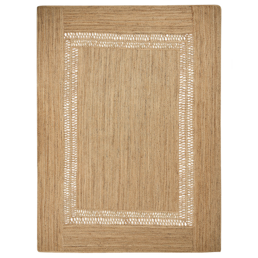 Tappeto in iuta intrecciata naturale in stile bohémien con motivo intagliato 300 x 400 cm Beige camera da letto soggiorno