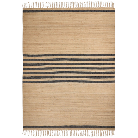Tappeto in iuta intrecciata naturale in stile bohémien a righe 160 x 230 cm beige soggiorno camera da letto