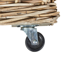 Set di 2 scatole in rattan naturale con ruote in plastica e manici in gomma, realizzati a mano con struttura in legno, in stile bohémien.