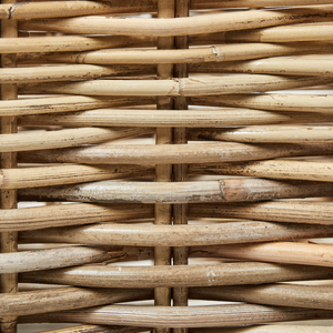 Set di 2 scatole in rattan naturale con ruote in plastica e manici in gomma, realizzati a mano con struttura in legno, in stile bohémien.